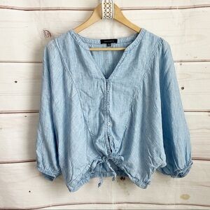 Sanctuary Linen Balloon Sleeve Top